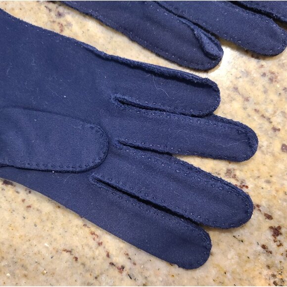 New! Vintage Size M/L 7.5 Blue Cotton Stretch Formal 9.5" Gloves Braided Cuff - Picture 7 of 16